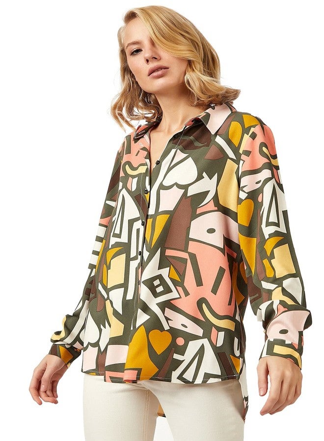 BIG DART Blouses for Women Fashion, Casual Long Sleeve Button Down Shirts Tops, XS-3XL (Khaki Green, XX-Large) - Image 2